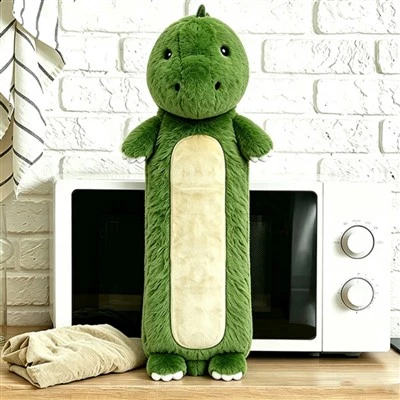 Yeniden Kullanılabilir Dinozor Peluş Oyuncak Mikrodalgada Keten Tohumu Lavanta Boyun Isıtma Pedi